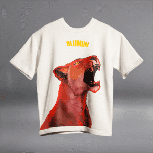 Fear Nothing " Lion " off-white Blumun oversized (loose fit) drop shoulder t-shirt.