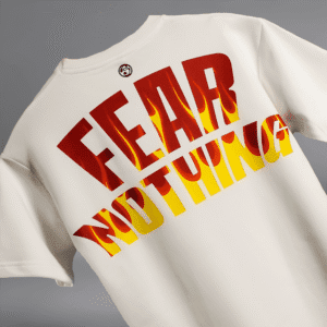 Fear Nothing " Lion " off-white Blumun oversized (loose fit) drop shoulder t-shirt.