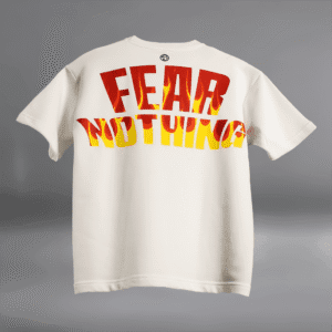 Fear Nothing " Lion " off-white Blumun oversized (loose fit) drop shoulder t-shirt.
