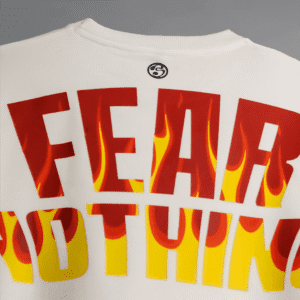 Fear Nothing " Lion " off-white Blumun oversized (loose fit) drop shoulder t-shirt.