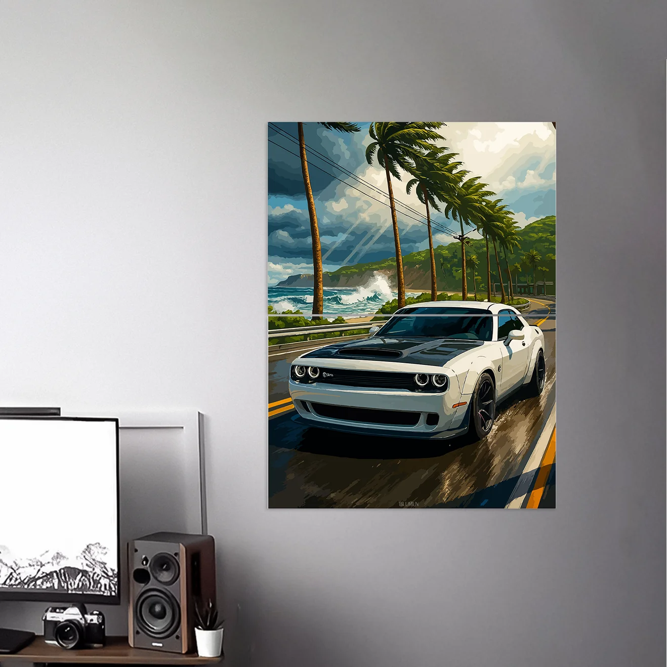 DODGE CHALLENGER POSTER | CAR POSTERS | VECTOR ART POSTER | 2 PIECE SET